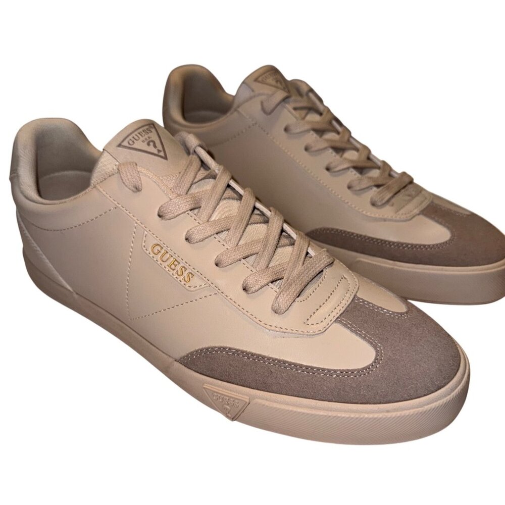 Guess Bazto Mens Size 11 T-Toe Beige & Taupe Casual Sneakers Shoes
